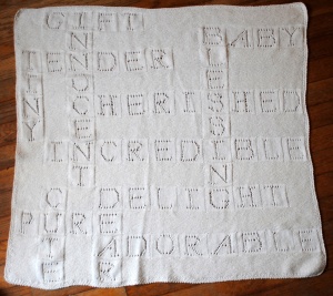 crossword baby blanket